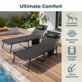 thumbnail image 5 of POTEBAN Set of 2 Folding Outdoor Lounge Chairs, 350lbs Heavy Duty Patio Recliner Chairs for Backyard, Lawn, Pool, Black, 5 of 8