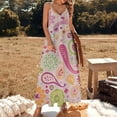 thumbnail image 2 of Pink Paisley Floral Pattern Bright Cheerful Design Fine Art Sleeveless Dress Summer Dress Woman 2025, 2 of 7