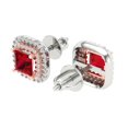 thumbnail image 2 of 14K Solid Gold Screw Back Stud Earrings for Women | 1.73 cttw Princess Cut Simulated Ruby | White/Rose Gold, 2 of 4