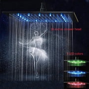 Ceiling Shower System LED Rainfall Shower Faucet Set Bathroom 16 Inch Shower Head Valve Set Rain Overhead Shower Set Matte Black Shower Fixtures System