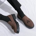 thumbnail image 3 of Men's Suede Leather Slip On Tassel Platform Loafers Vintage Round Toe Non-Slip Luxury Formal Shoes Casual Business Penny Dress Loafers, 3 of 7