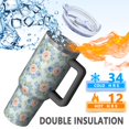 thumbnail image 5 of 40oz Pioneer Flower Floral Print Pattern Insulated Tumbler with Handle, BPA-Free Leak Proof Lid and Straws, Double Wall Vacuum, Hot 12h/Cold 34h, 5 of 6