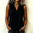 thumbnail image 3 of WULMLEO Women's Tank Tops V Neck Collared Sleeveless Y2k Tshirts Casual Trendy Tshirt Fashion Loose Fit Work Tees Black 2XL, 3 of 7