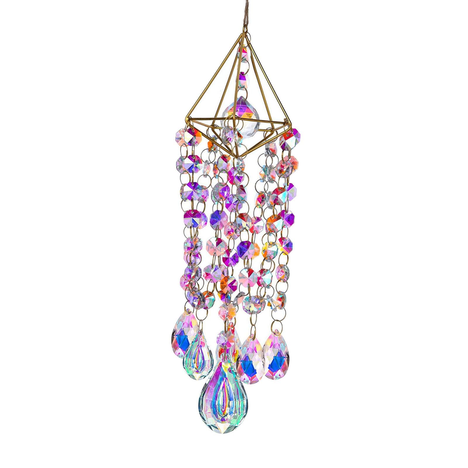 Glass Chandelier Wind Chimes Suncatcher Handcrafted Lightweight Ornament for Home Yard Birthday Gift