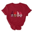 thumbnail image 5 of Virmaxy Women's Valentines Day Short Sleeve Shirt Funny Gnomes Graphic Tops Shirt Casual Fashion Soild Short Sleeve Tunic Tops Spring Summer Trendy Comfy Pullover Shirt Burgundy XL, 5 of 6