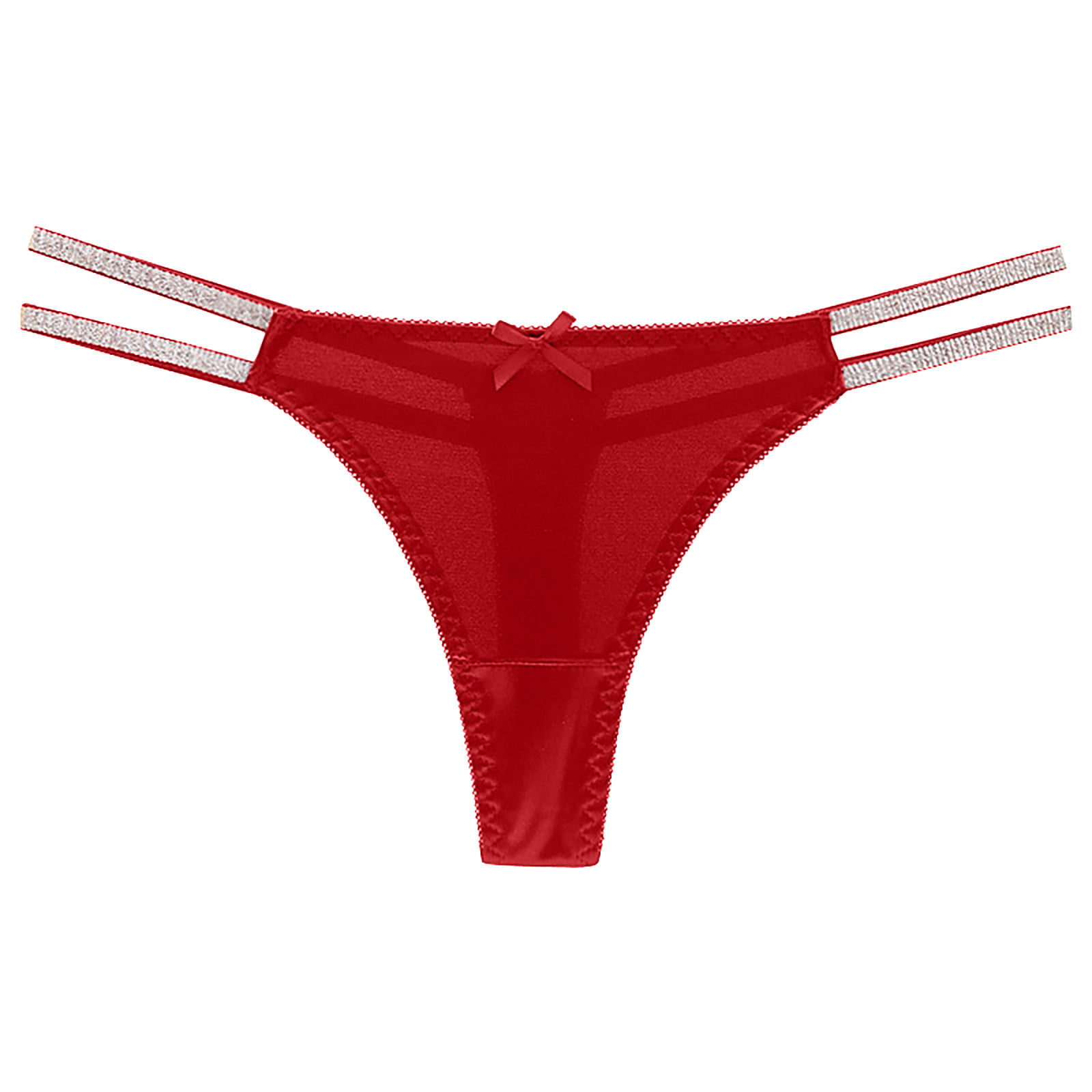 HUPOM Girls Panties Underwear For Women Thong Leisure Tie Drop Waist Red  One Size
