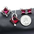 thumbnail image 5 of Uloveido Women's Geometric Shape Simulated Topaz Red Necklace and Stud Earrings Rings Pretty Bridal Jewelry Set (Red, Size 8) T295, 5 of 7