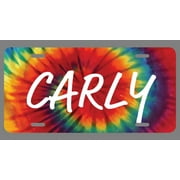 Carly Name Tie Dye Style License Plate Tag Vanity Novelty Metal | UV Printed Metal | 6-Inches By 12-Inches | Car Truck RV Trailer Wall Shop Man Cave | NP1315