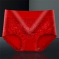 thumbnail image 4 of SNOWSONG Plus Size Panties Seamless Underwear Womens Mid-waisted Tummy Lace Panties Cotton Breathable Hipster Triangles Womens Underwear Cotton Panties for Women Red L, 4 of 9