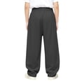 thumbnail image 5 of Baggy Sweatpants Boys Straight Leg Open Bottom Sweatpants with Pockets Teens Loose Fit Elastic Waist Sweat Pants 3-15Y, Black, 5 of 9