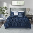 thumbnail image 2 of Home Essence Morgan 7 Piece Velvet Comforter Set, King, Navy, 2 of 14