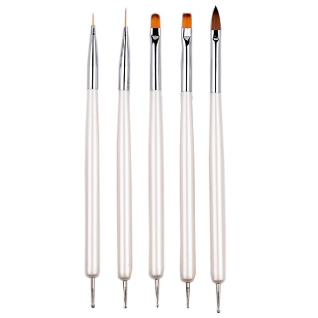 Juego de pinceles para decoración de uñas, 5 pinceles de doble punta para delinear uñas, herramientas para pintar con pincel de gel para extensión de uñas