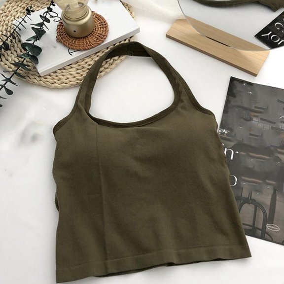Tank Top, Backless with Built-in Bra Pads Sling Vest Top а[ Q5Q7