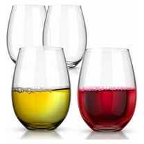European Stemless White Wine Cups (4-Piece Set) Classic Craftsmanship, Hosting Glassware, Modern, Heavy-Duty Borosilicate Glass Crystal, Dishwasher Safe (Clear a)
