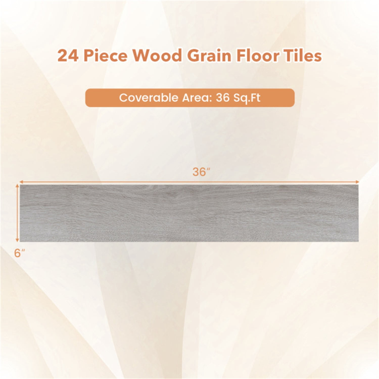 48-Pack Wood Look Vinyl Plank Flooring, 36 Sq.Ft Waterproof PVC Floor Tiles for Home- Gray