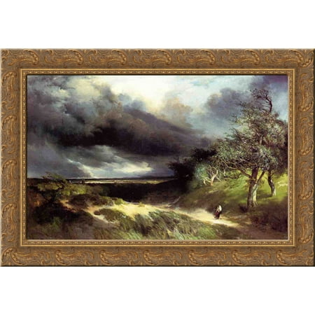 East Hampton, Long Island, Sand 24x19 Gold Ornate Wood Framed Canvas Art by Moran, Thomas