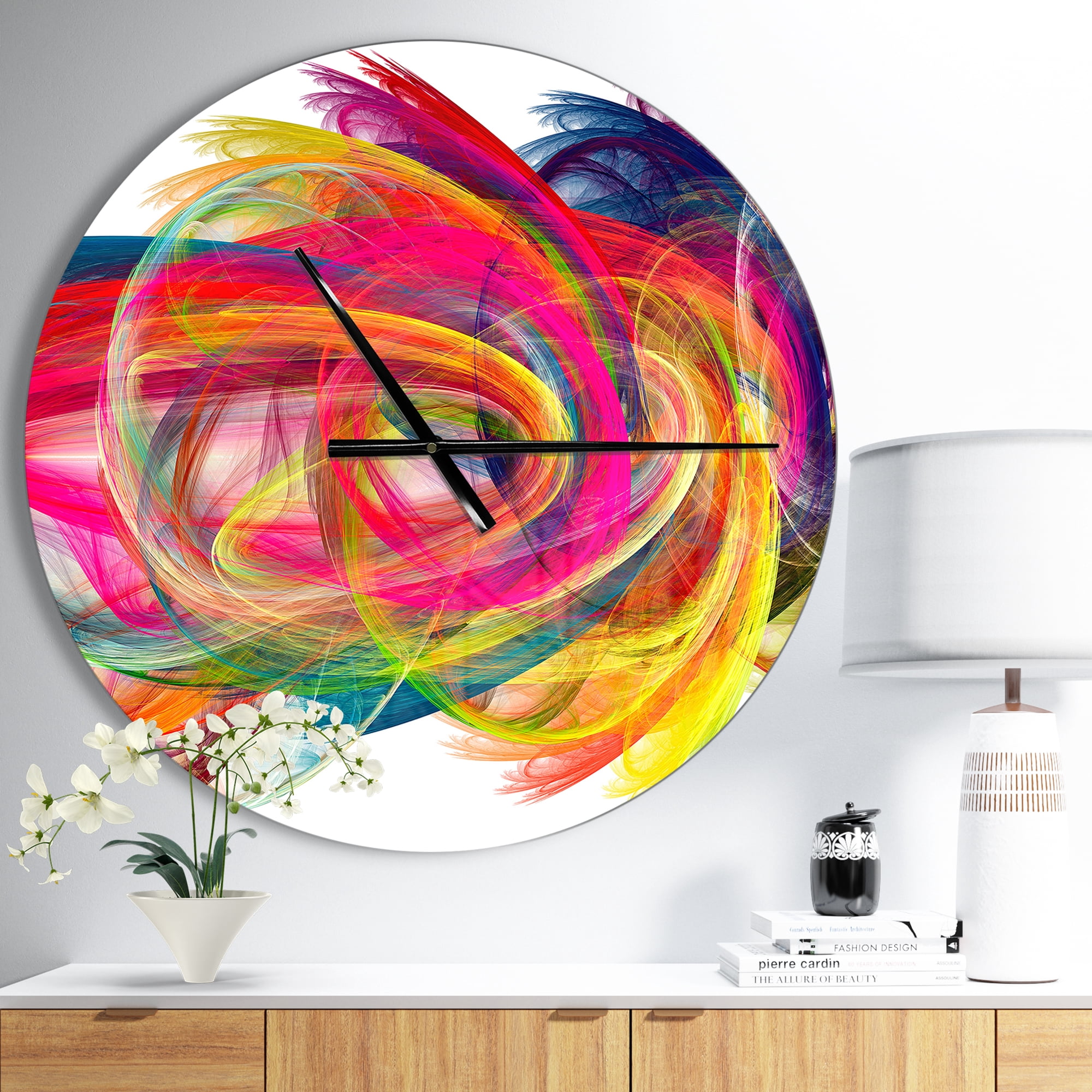 Designart 'Colorful Thick Strokes' Metal Wall Clock
