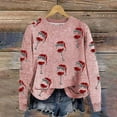 thumbnail image 5 of WEAIXIMIUNG Sweatshirts Courts Mode Automne/hiver pour Femmes Pull Extérieur Col Rond Imprimé de Noël Pull à Capuche Tricoté Grossier, 5 of 5