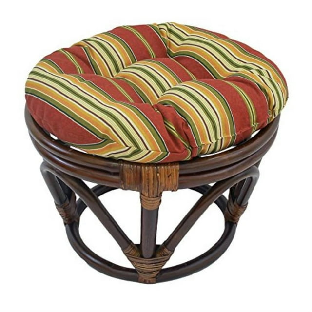 Blazing Needles 93301-18IN-REO-17 Coussin de Repose-Pieds Rond de 18 Pouces en Polyester Filé Tufté - Kingsley Stripe Ruby