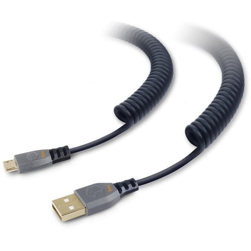 ToughTested Heavy Duty Coiled 2 AMP Micro USB Cable, 10'