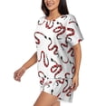 thumbnail image 2 of Kdxio Red Snake Print Pajamas Sets for Women Short-Sleeved Pjs with Lounge Shorts Two Piece Sleepwear S-4XL, 2 of 9