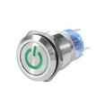 thumbnail image 2 of 19mm 12v Power Push Button Switch, 12v 24V Waterproof Stainless Selflocking Latching Metal 2 Pin 12v Switch Blue LED Car Self Locking 1NO1NCBlue, 2 of 3