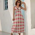 thumbnail image 5 of Red And Green Grid Womens Night Club Maxi Dress V Neck Sleeveless Bohemia Long Dresses, 5 of 9