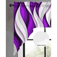 thumbnail image 2 of Purple White Moire Swag Valances for Windows, Small Curtains Drapes, Modern Abstract Art Kitchen Window Curtains Over Sink Rod Pocket Window Treatment Valance for Bedroom/Bathroom 56"x36", 2 of 5