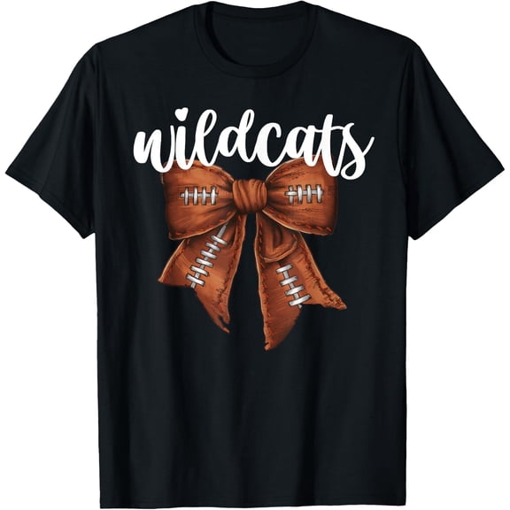 Wildcats Football Bow Team Spirit T Shirt Size S-5XL