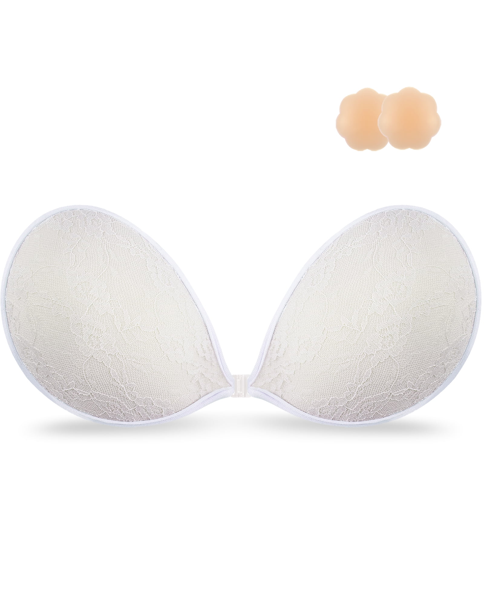 Niidor Strapless Adhesive Bra with Lace White, Sticky Bra Backless Bra