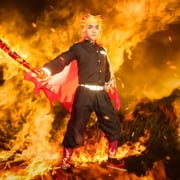 Forfamy Rengoku Kyoujurou Cosplay Costume Adult Anime Kimono Cosplay Outfit with Necklace for Halloween