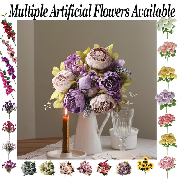 16" Artificial Flowers Imitation Flower Home Decor Wedding Handheld Flower Bouquet Artificial Floral Wall Faux Silk Flowers for Bridal Shower Ceremony Party Table Centerpiece Decoration, HAODEJW