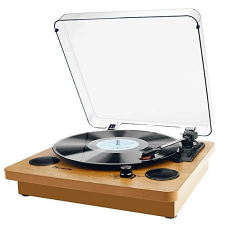 Record Player, Popsky 3-Speed Turntable Bluetooth Vinyl Record Player with Speaker, Portable LP Vinyl Player, Vinyl-to-MP3