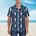 thumbnail image 2 of Sikiie Seahorses And Plants Print Men's Hawaiian Shirt, Summer Beach Button Pocket Short Sleeve T-Shirt,Large, 2 of 7