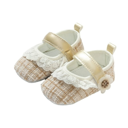 Mildsown Baby Girl Flats Soft Soles Plaid Print Ruffles Mary Jane Shoes