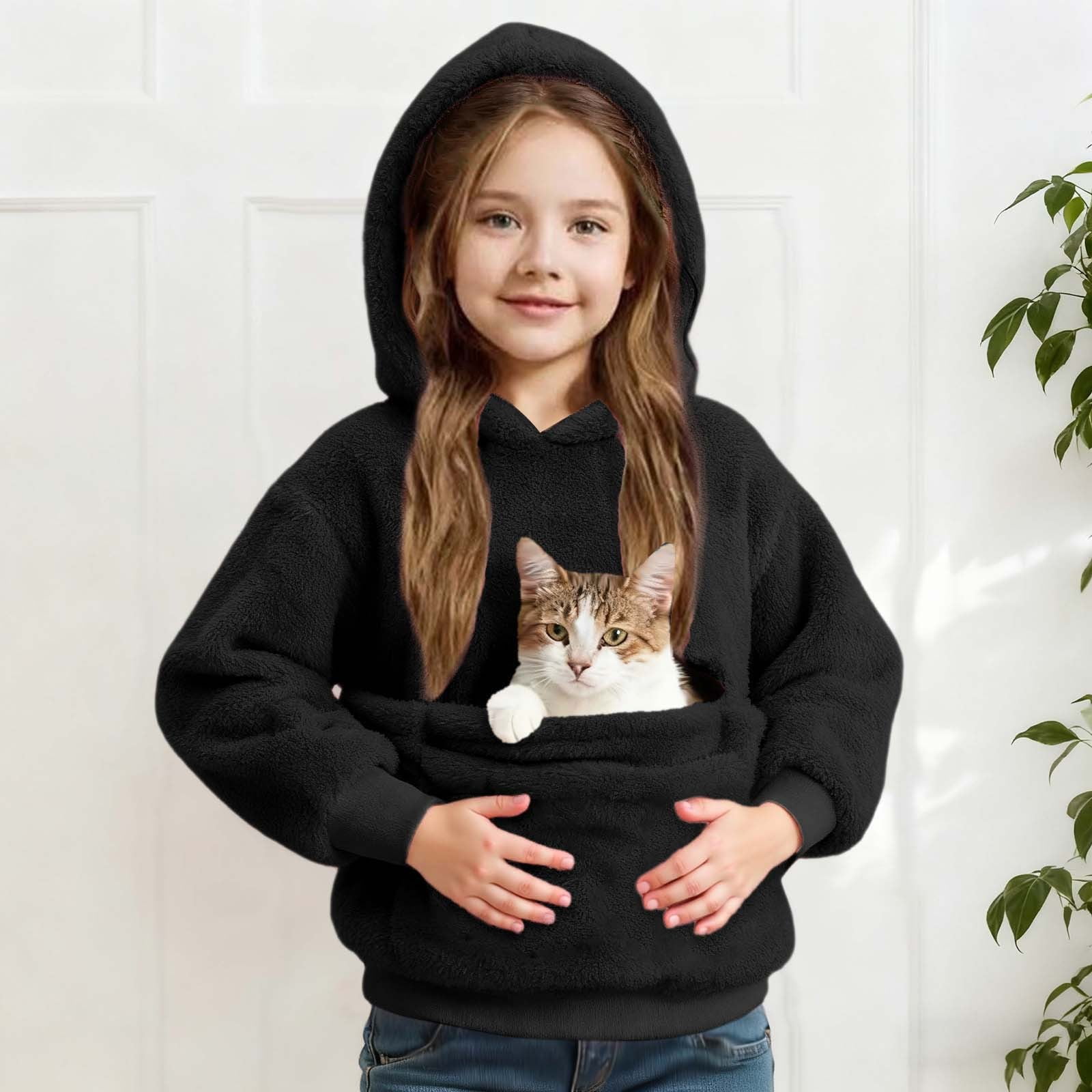 Boys Girls Dog Hoodie with Pouch Fuzzy Sweatshirt Dog Carrier Long Sleeve Dog Pocket Hoodie Fall Clothes 9-10 Years