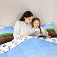thumbnail image 4 of Homewish Pixel Geometric Modern Abstract Art Queen Comforter Sheet Set,Reversible Luxury Boys Bedding,7pcs, 4 of 8
