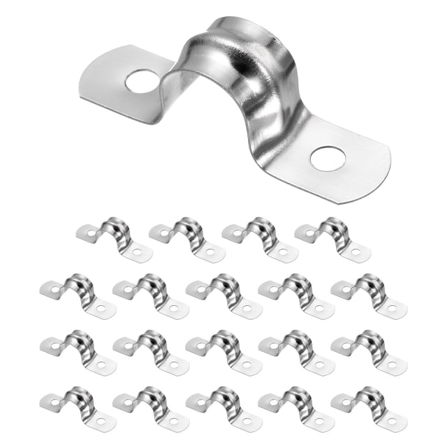 Uxcell 20 piezas de abrazaderas de conducto de 1/2 pulgada 12 mm M12, abrazadera de tubo en U, soporte de tubo rígido de acero inoxidable