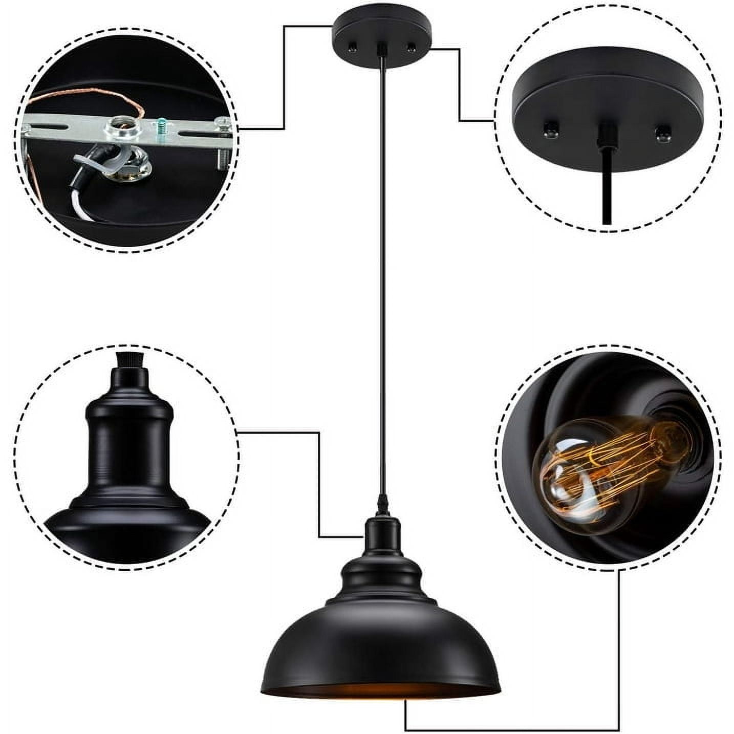 Farmhouse Pendant Light, Industrial Black Pendant Light Fixtures, Vintage Hanging Ceiling Light Fixture for Kitchen, Barn, Dining Room
