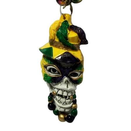 Skull Mardi Gras Beads - Skull Purple Green Gold Mardi Gras Beads Necklace Party Favor