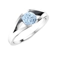 thumbnail image 2 of 5 MM Round Shape Aquamarine 925 Sterling Silver Split Shank Solitaire Women Ring, 2 of 3