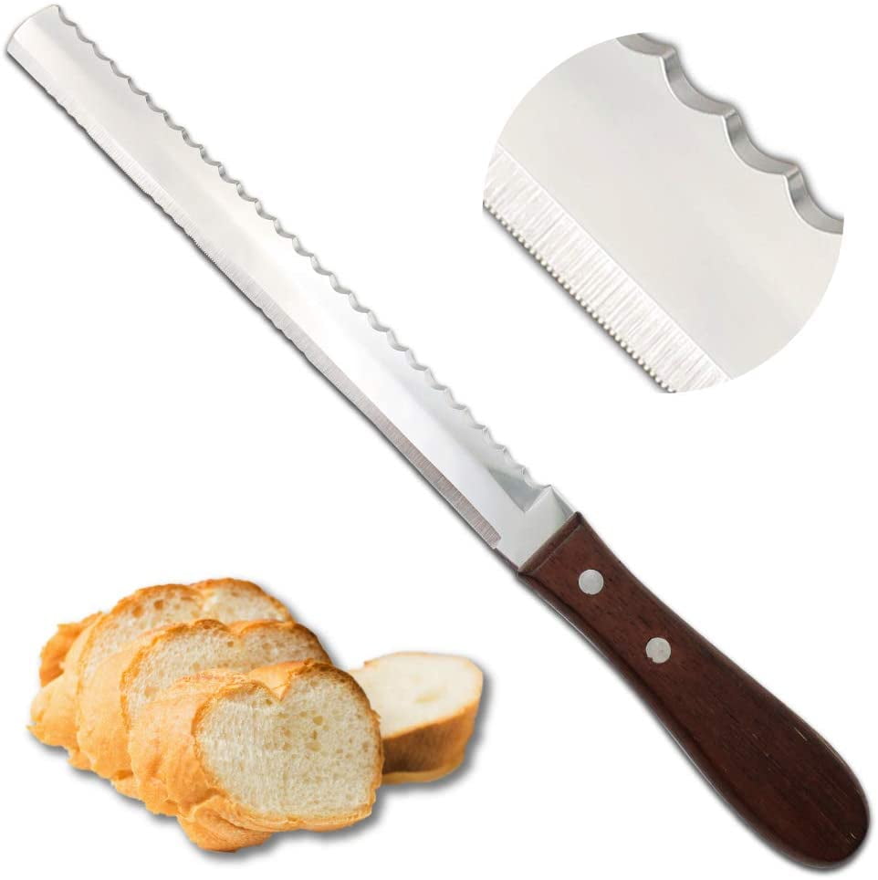 Bread Knife 2in1 Double Sided Made In Japan Super Sharp 8 Inch Power Blade Serrated Bread Knife For Homemade Bread Unique Design Bread Cutter Walmart Com