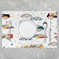 thumbnail image 2 of Cartoon Car Table Mats Kids Rainbow Pattern Placemats for Dining Table Set of 4 Cute Trucks Washable Fabric Table Mats Placemat Vehicles White Blue Placemats 18"x12", 2 of 4