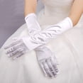 thumbnail image 4 of Fdelink Women'S Long Satin Finger Gloves Elbow Length 1920S Opera Bridal Dance Gloves Arm Sleeve (White), 4 of 5