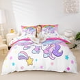 thumbnail image 3 of Manfei Cute Unicorn Comforter Cover King,Kawaii Cartoon Rainbow Bedding Sets King Size,Multicolor Cartoon Stars Print Bed Cover For Teens,Ultra Soft Home Decor Reversible（No Comforter）,3 Pieces, 3 of 6