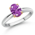 thumbnail image 2 of Gem Stone King 10K White and Yellow Gold Fancy Purple Zirconia Solitaire Engagement Ring for Women (1.21 Cttw, Oval 8X6MM, Gemstone Birthstone, Size 6), 2 of 4