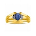 thumbnail image 1 of RYLOS Mens Rings Yellow Gold Plated Silver Classic Design 7X5MM Gemstone &  Diamond Ring Blue Star Sapphire September Birthstone Ring Size 11, 1 of 6