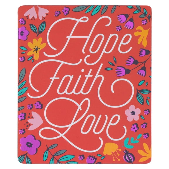 Christian Art Gifts Floral Inspirational Girls & Womens Religious Fridge Magnet: Hope, Faith, Love