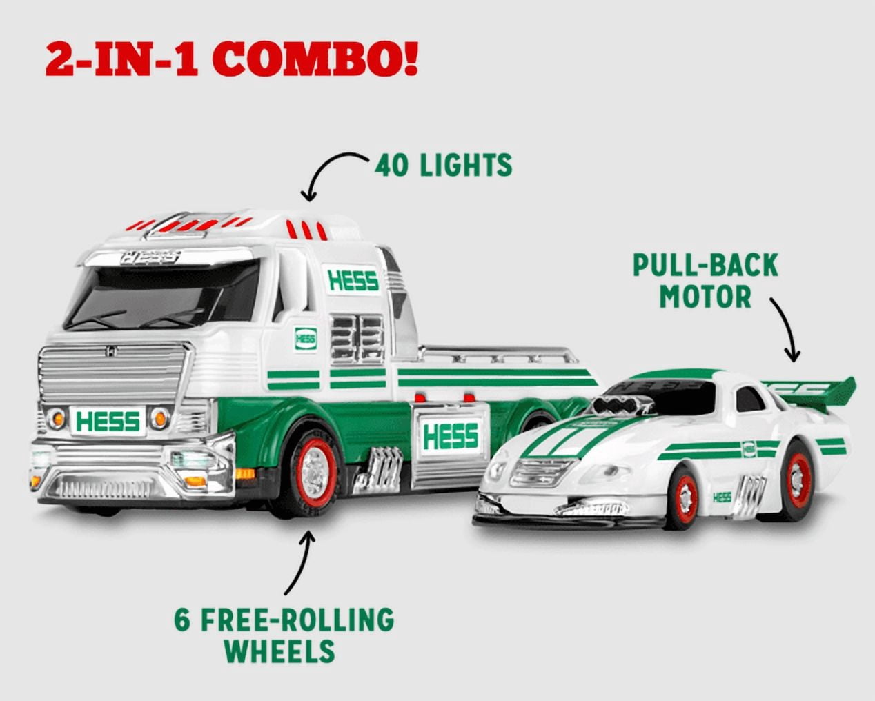Hess 2025 Mini Collection 5 in 1 Toy Set - Truck with Helicopter, Tanker, Truck with Dragster