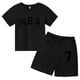 thumbnail image 3 of Ropa de bebé con estampado de letras para niños y adolescentes, conjunto de camiseta y pantalones cortos de verano de 2 piezas, conjunto informal de manga corta para niños y niñas, 3 of 5
